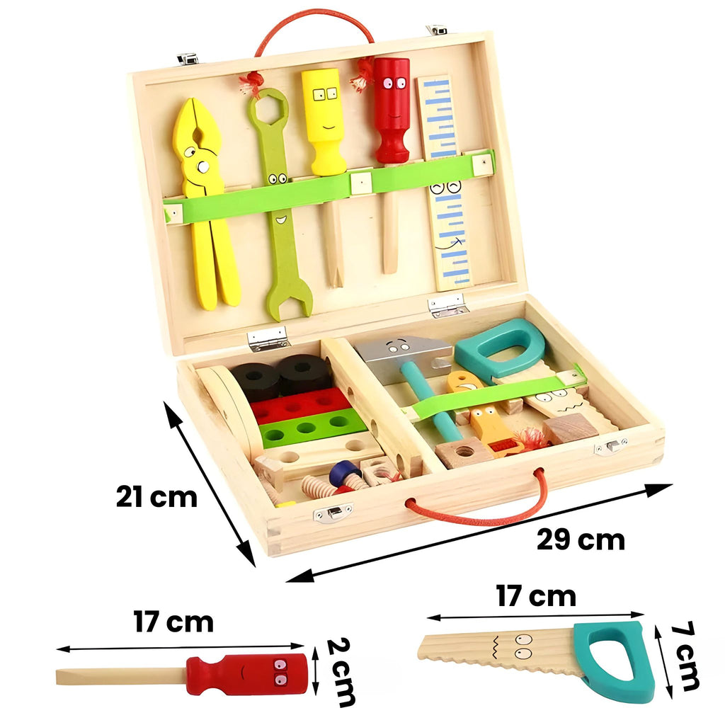 Maleta de ferramentas de madeira Montessori